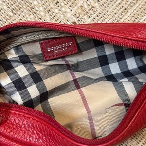 Burberry Red Leather Pencil/Lipstick Bag